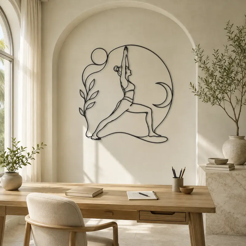 Warrior One Strength Metal Wall Art | Yoga and Meditation Wall Decor - lifestyle view 4