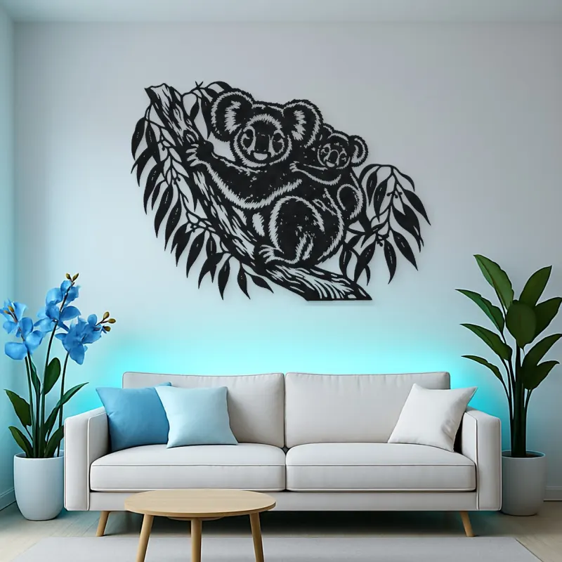 Koala Eucalyptus Metal Wall Art | Wildlife Silhouette Decor