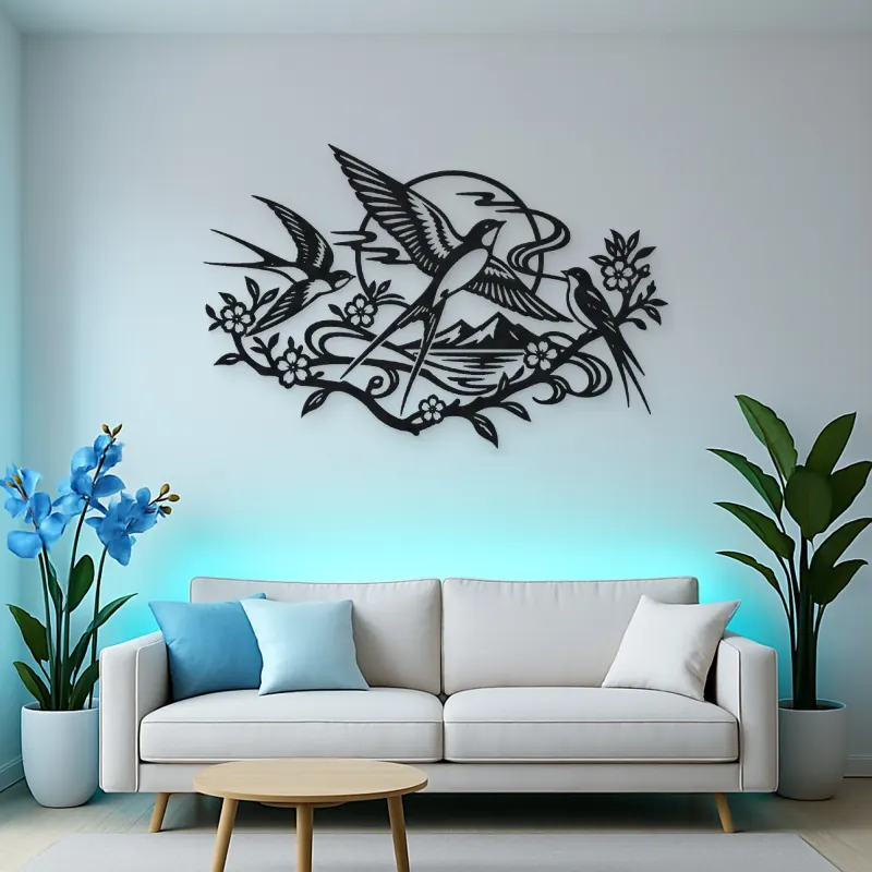 Swallow Flight Flow Metal Wall Art | Wildlife Silhouette Decor