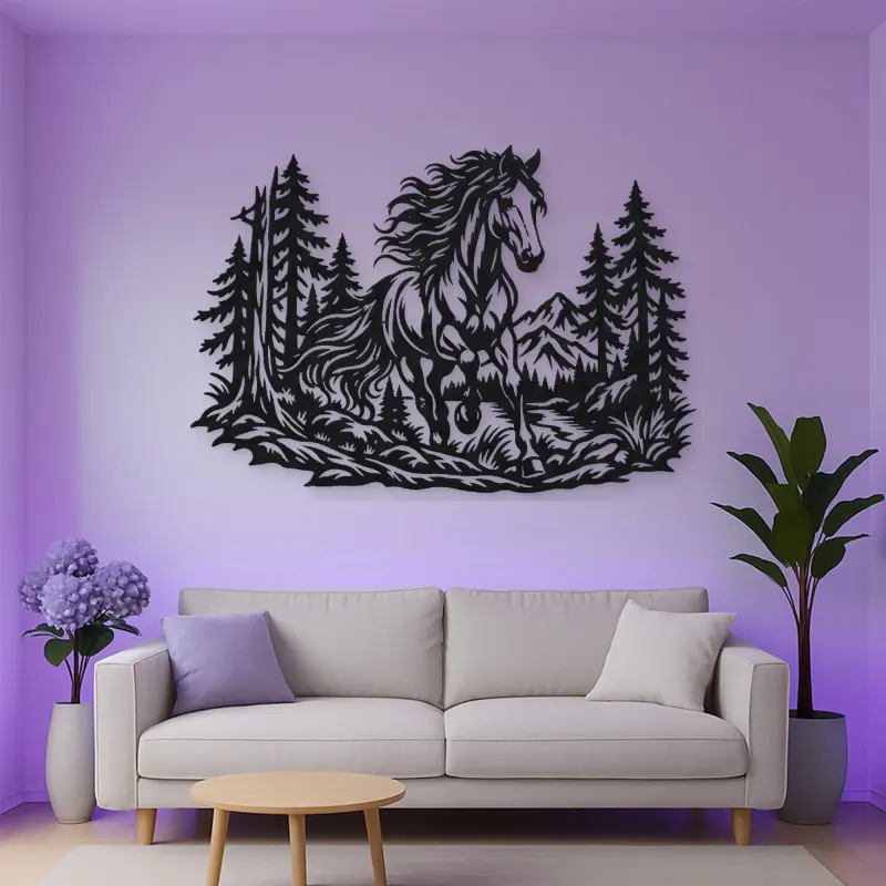 Horse in Forest Metal Wall Art | Equestrian Wall Decor