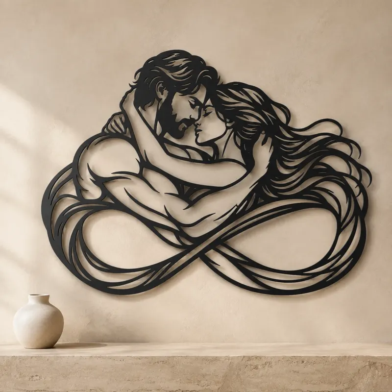 Eternal Loop Lovers Metal Wall Art | Romantic Couple Decor - lifestyle view 3