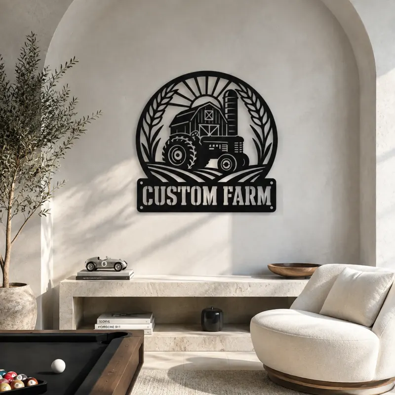Personalized Tractor Farm Metal Wall Art with Barn Scene - lifestyle view 4