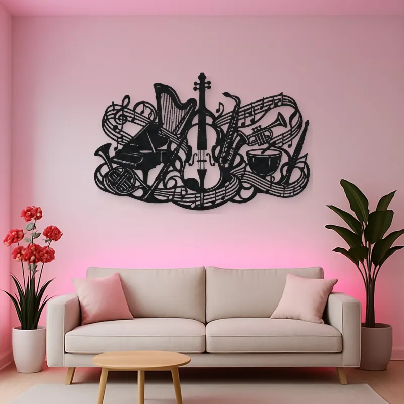Orchestra Instrument Fusion Metal Wall Art | Music Room Wall Decor