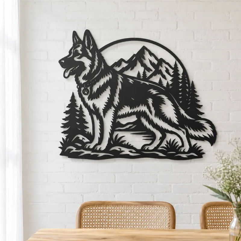 German Shepherd Profile Metal Wall Art | Pet Lover Silhouette Decor - lifestyle view 4