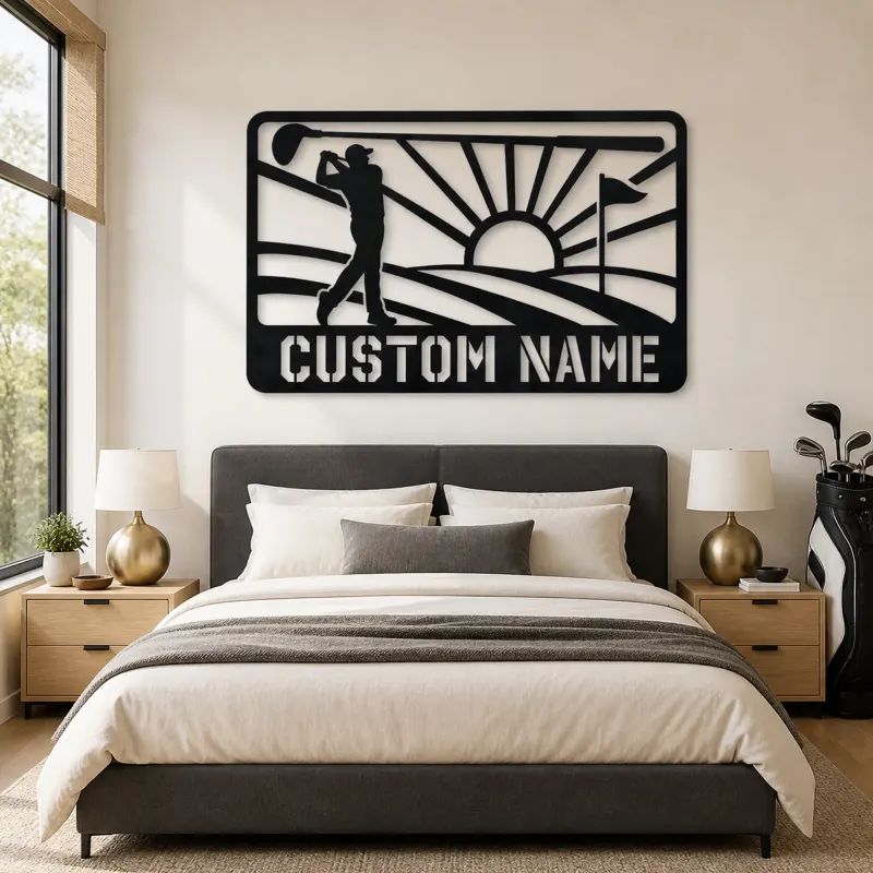 Personalized Golf Swing Metal Wall Art with Fairway - lifestyle view 2