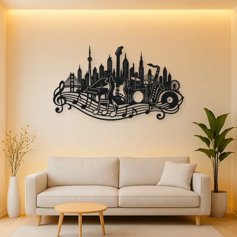 Musical City Skyline Metal Wall Art | Travel and City Wall Decor