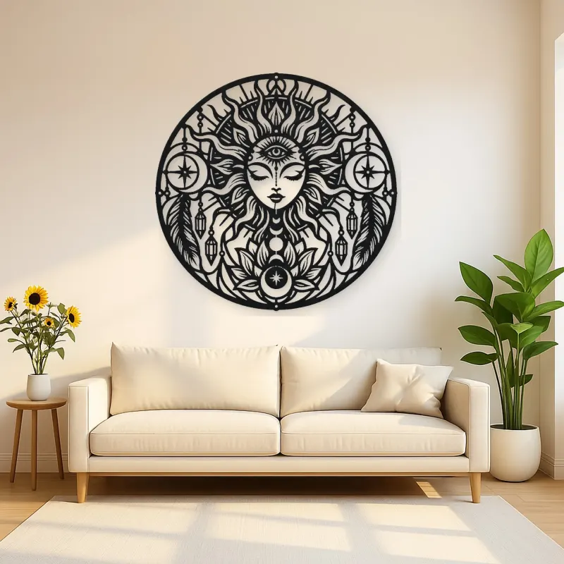 Third Eye Sun Metal Wall Art | Spiritual Boho Metal Decor