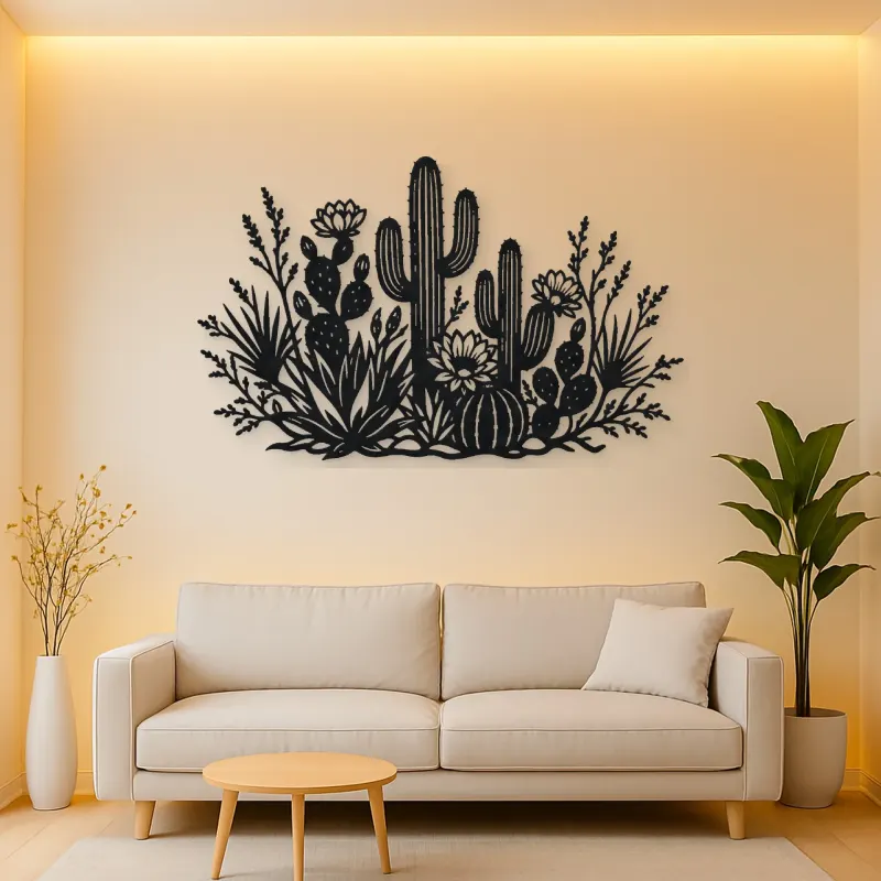 Cactus Desert Garden Metal Wall Art | Botanical Metal Wall Decor