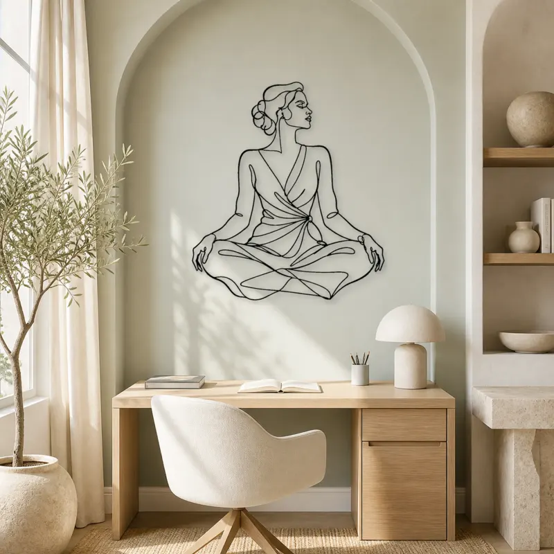 Seated Lotus Fashion Metal Wall Art | Fashion Figure Wall Decor - lifestyle view 4