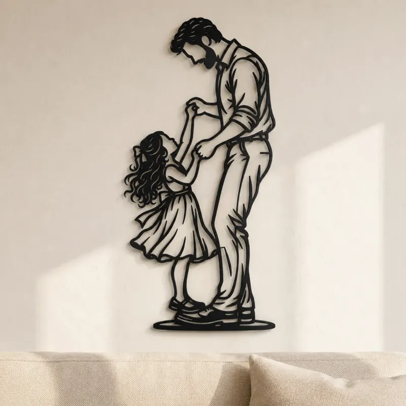Cartel de metal para el baile padre e hija | Decoración de siluetas familiares