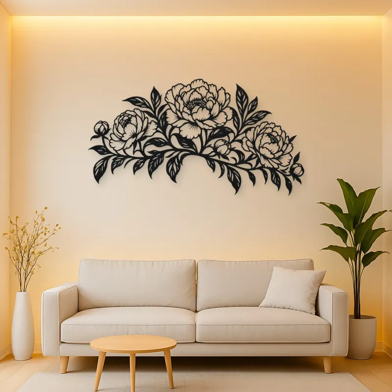 Peony Garden Arc Metal Wall Art | Botanical Metal Wall Decor