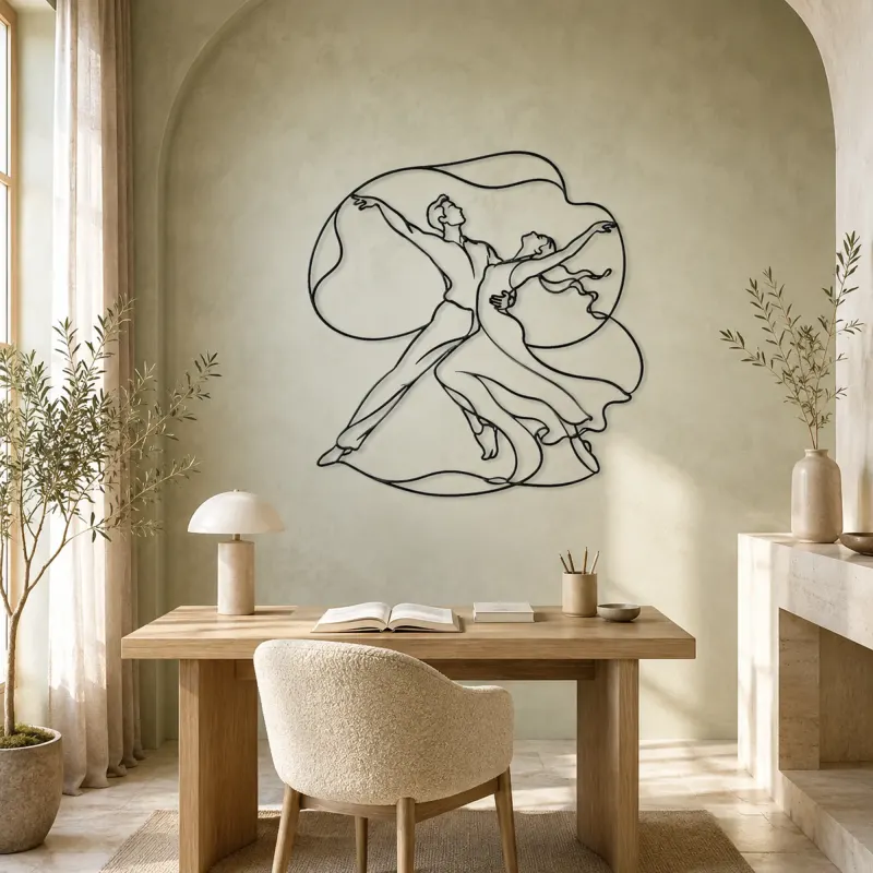 Contemporary Duet Curve Metal Wall Art | Couple Dance Wall Decor - lifestyle view 4