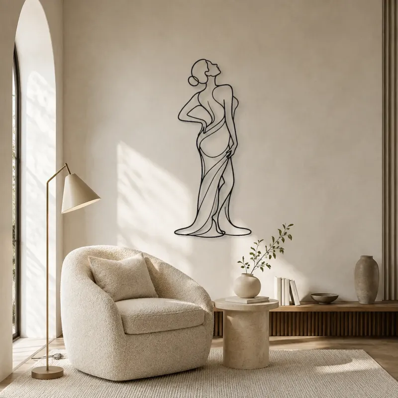 Curved Spine Figure Metal Wall Art | Feminine Figure Wall Decor - lifestyle view 5