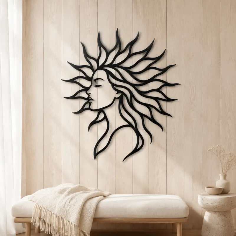 Sunray Hair Muse Metal Wall Art | Minimalist Woman Line Art - lifestyle view 5