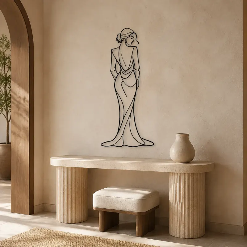 Sleek Gown Backline Metal Wall Art | Fashion Figure Wall Decor - lifestyle view 3
