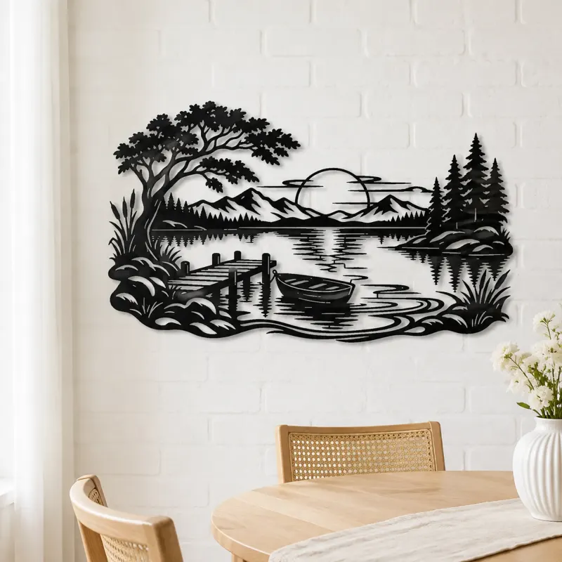 Calm Lake Ripples Metal Wall Art | Nature Silhouette Decor - lifestyle view 4