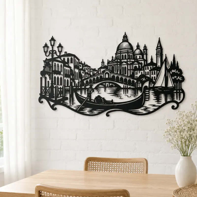 Venice Gondola Curve Metal Wall Art | Travel and City Wall Decor - lifestyle view 4