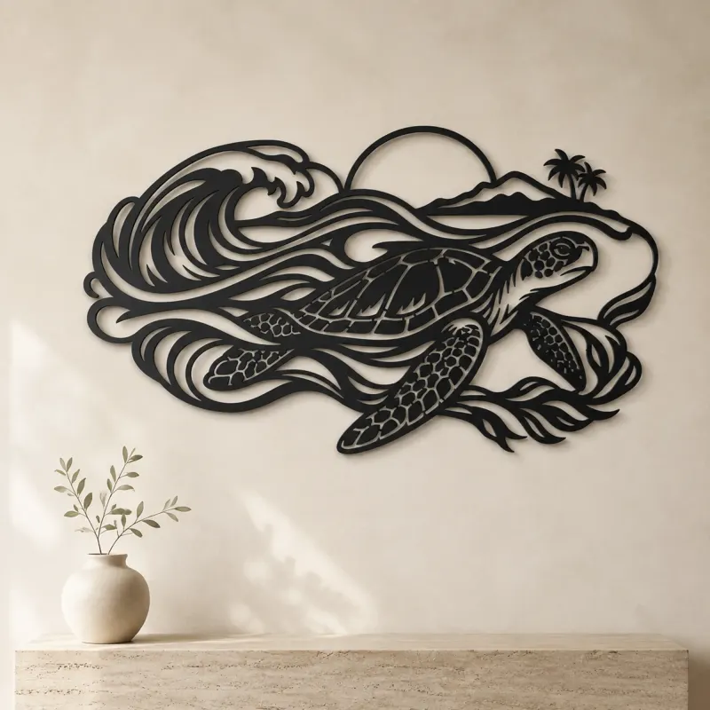 Sea Turtle Current Metal Wall Art | Coastal and Nautical Wall Decor - lifestyle view 3