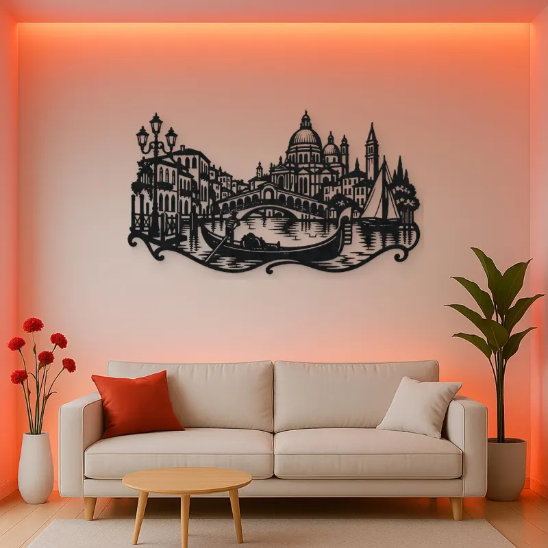Venice Gondola Curve Metal Wall Art | Travel and City Wall Decor