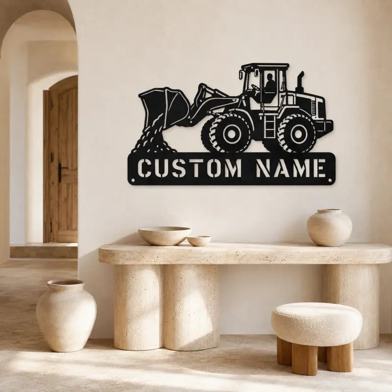 Personalized Wheel Loader Dumping Material Metal Wall Art - lifestyle view 3