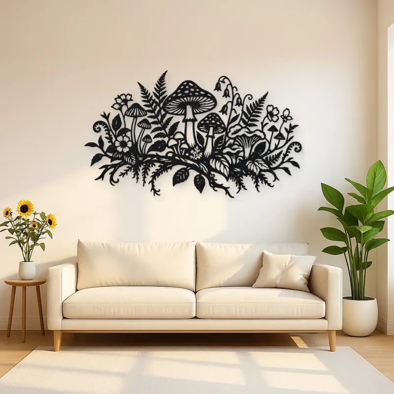 Mushroom Woodland Garden Metal Wall Art | Botanical Metal Wall Decor