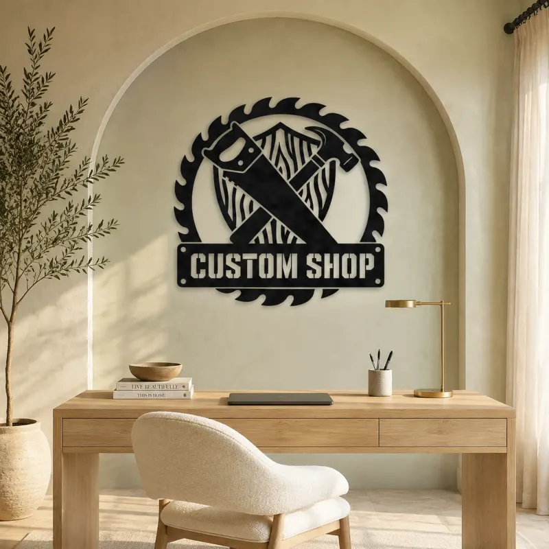 Personalized Woodworker Tools Metal Wall Art with Saw Blade - lifestyle view 4