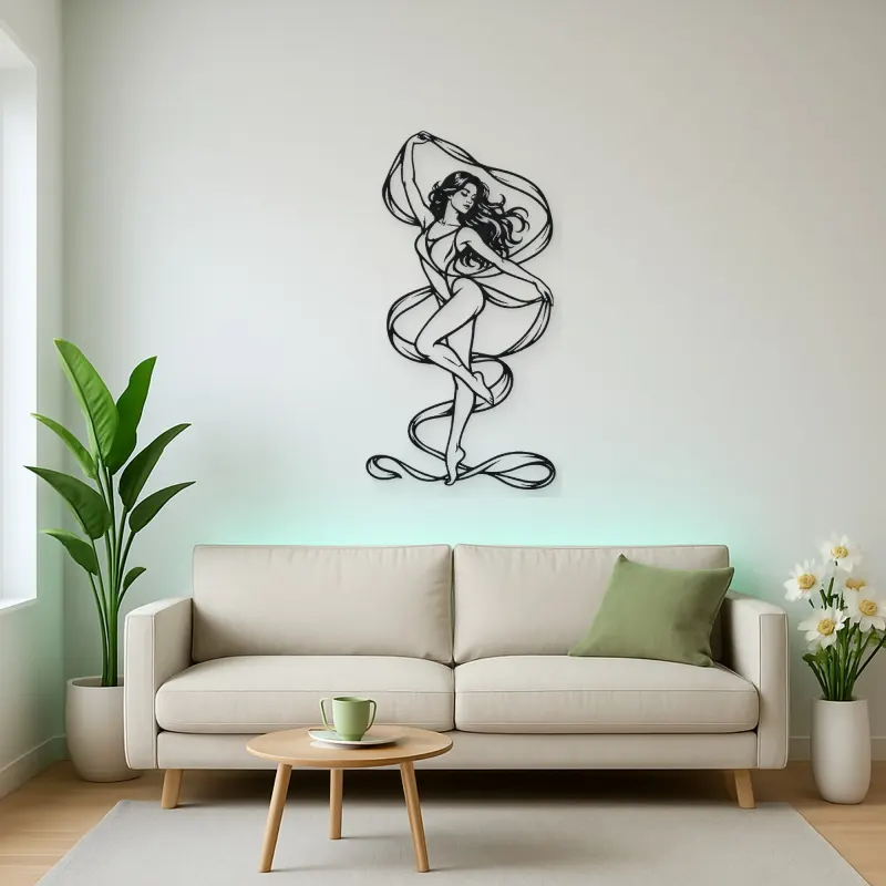 Silk Ribbon Pose Metal Wall Art | Movement Silhouette Decor