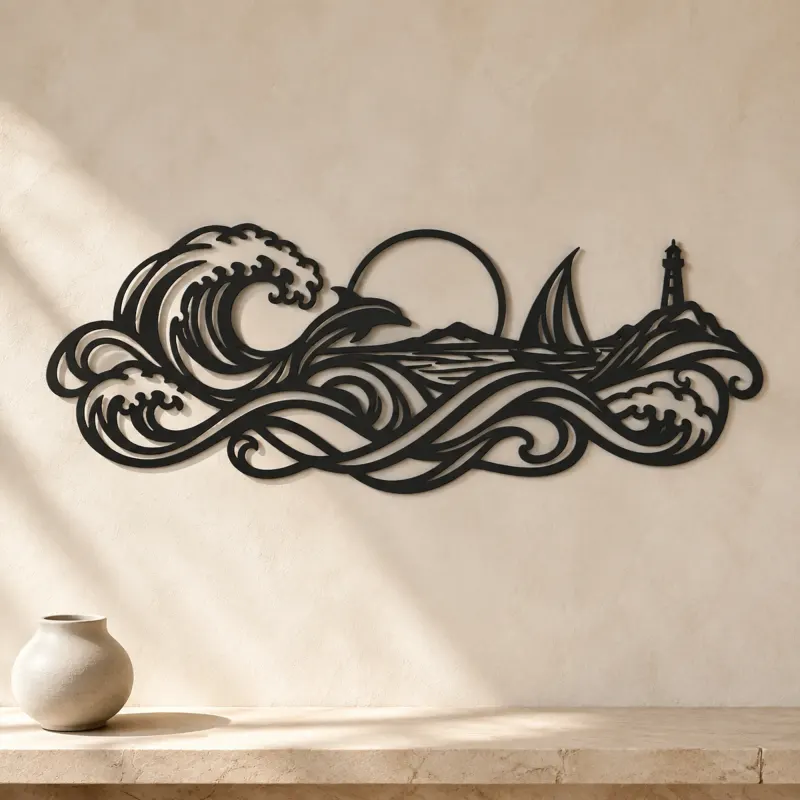 Interwoven Ocean Waves Metal Wall Art | Coastal and Nautical Wall Decor - lifestyle view 3