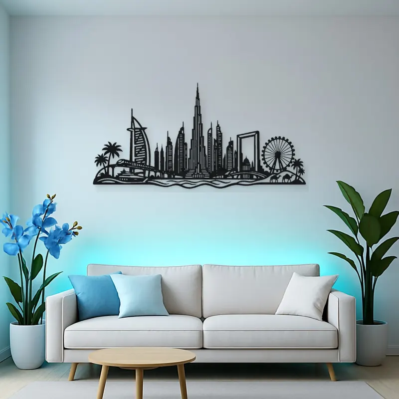 Dubai Skyline Arc Metal Wall Art | Travel and City Wall Decor