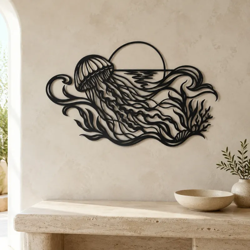 Jellyfish Drift Metal Wall Art | Coastal and Nautical Wall Decor - lifestyle view 3