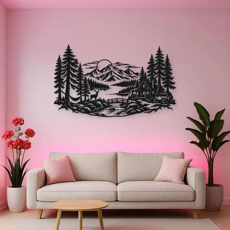 Endless Evergreen Horizon Metal Wall Art | Nature Silhouette Decor