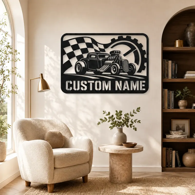 Personalized Hot Rod Racing Metal Wall Art - lifestyle view 5