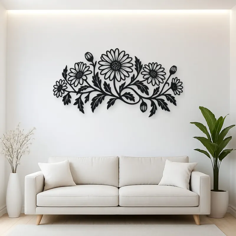 Daisy Chain Metal Wall Art | Botanical Metal Wall Decor