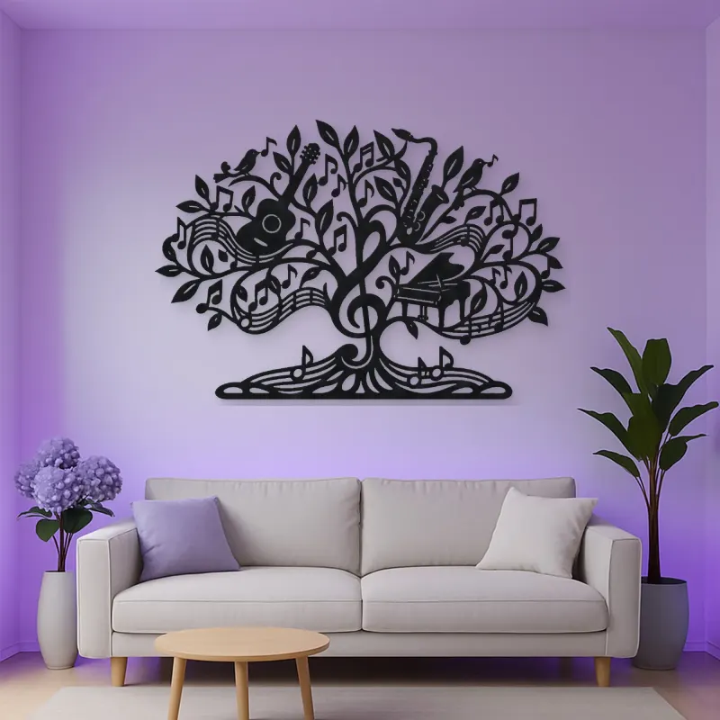 Music Note Tree Metal Wall Art | Music Room Wall Decor