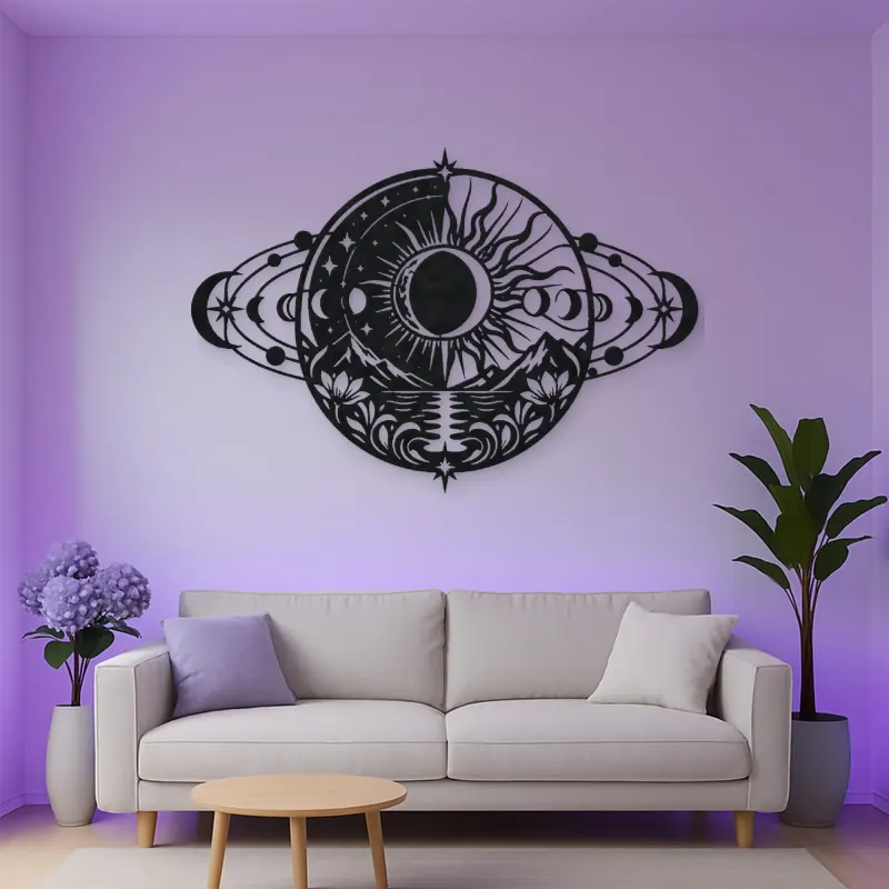 Eclipse Harmony Metal Wall Art | Celestial Boho Wall Decor