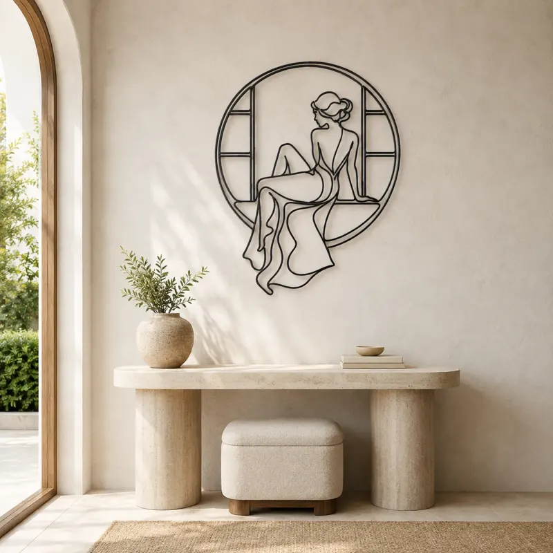 Quiet Window Muse Metal Wall Art | Feminine Figure Wall Decor - lifestyle view 3