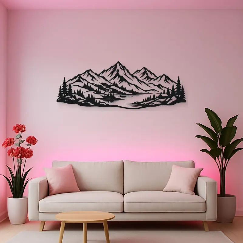 Soft Scandinavian Peaks Metal Wall Art | Modern Abstract Metal Decor