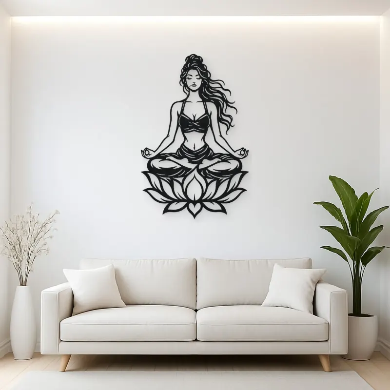 Meditation with Lotus Metal Wall Art | Movement Silhouette Decor