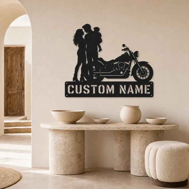 Personalized Cruiser Family with Child Metal Wall Art - lifestyle view 3