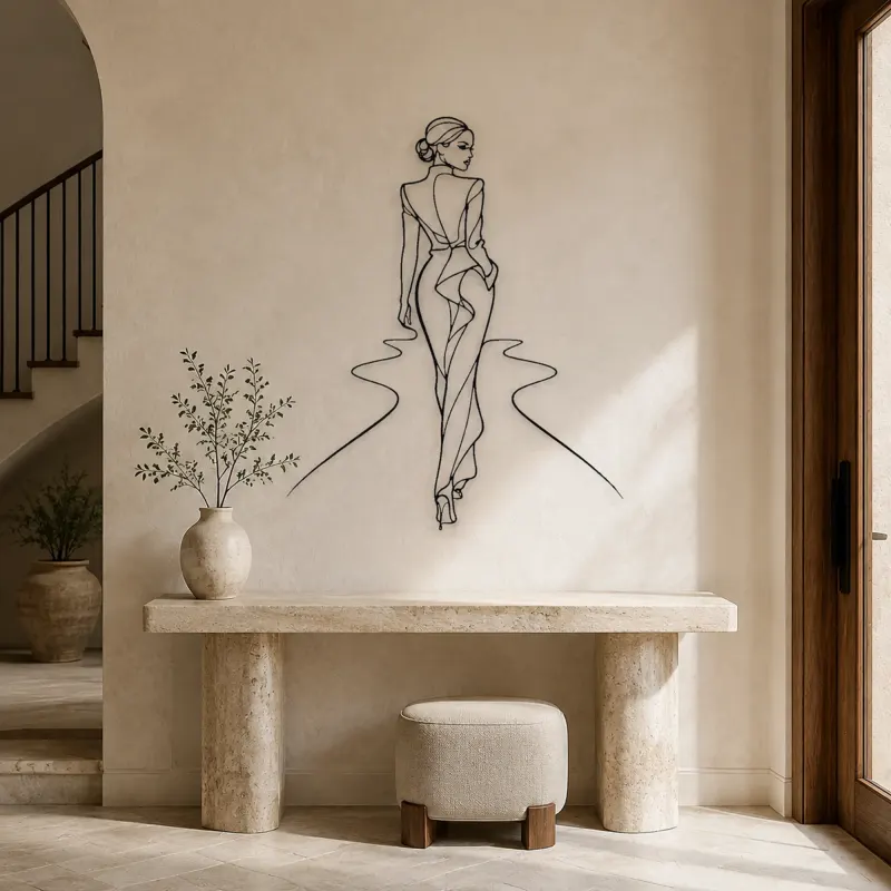 Over Shoulder Runway Metal Wall Art | Fashion Figure Wall Decor - lifestyle view 3