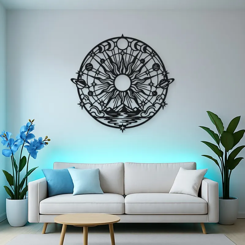 Radiant Sunburst Metal Wall Art | Celestial Boho Wall Decor