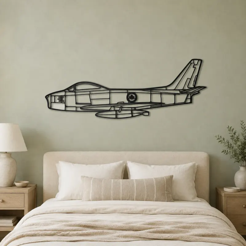 F86 Sabre Canada Airplane Silhouette Metal Wall Art, Metal Aircraft Silhouette, Aviation Wall Decor, Aviator Decor - lifestyle view 2