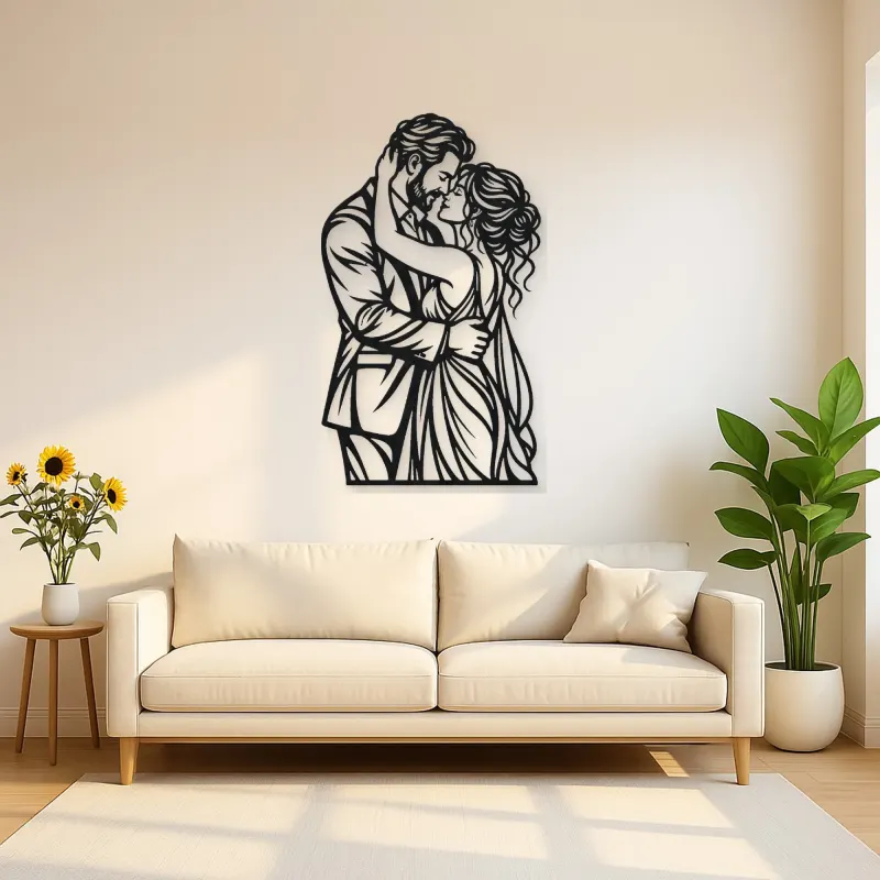 Anniversary Embrace Metal Wall Art | Romantic Couple Decor