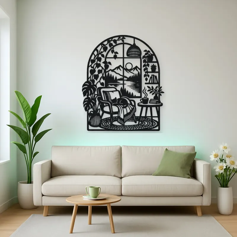 Home Arch Landscape Metal Wall Art | Cozy Home Metal Decor