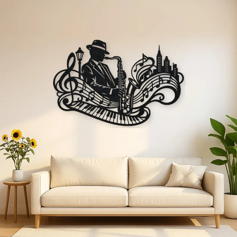 Saxophone Jazz Flow Metal Wall Art | Music Room Wall Decor