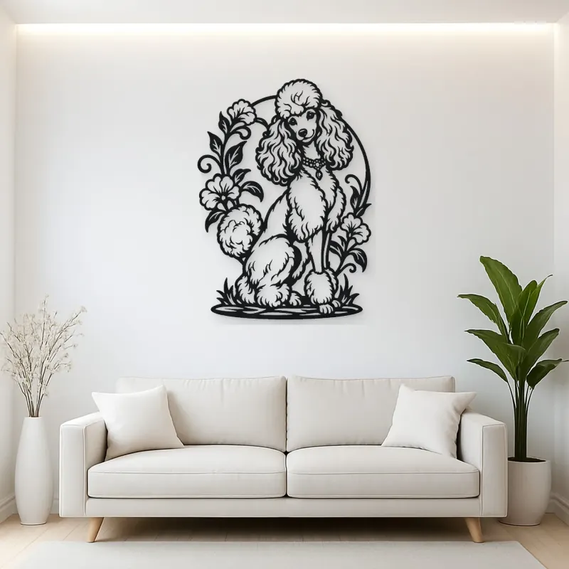 Poodle Elegant Pose Metal Wall Art | Pet Lover Silhouette Decor