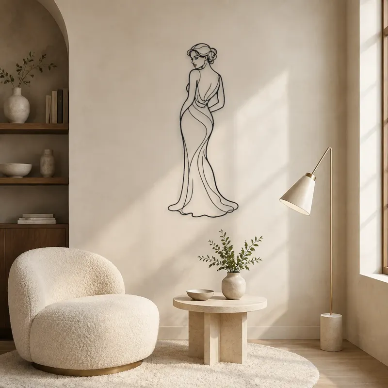 Elegant Shoulder Glance Metal Wall Art | Fashion Figure Wall Decor - lifestyle view 5