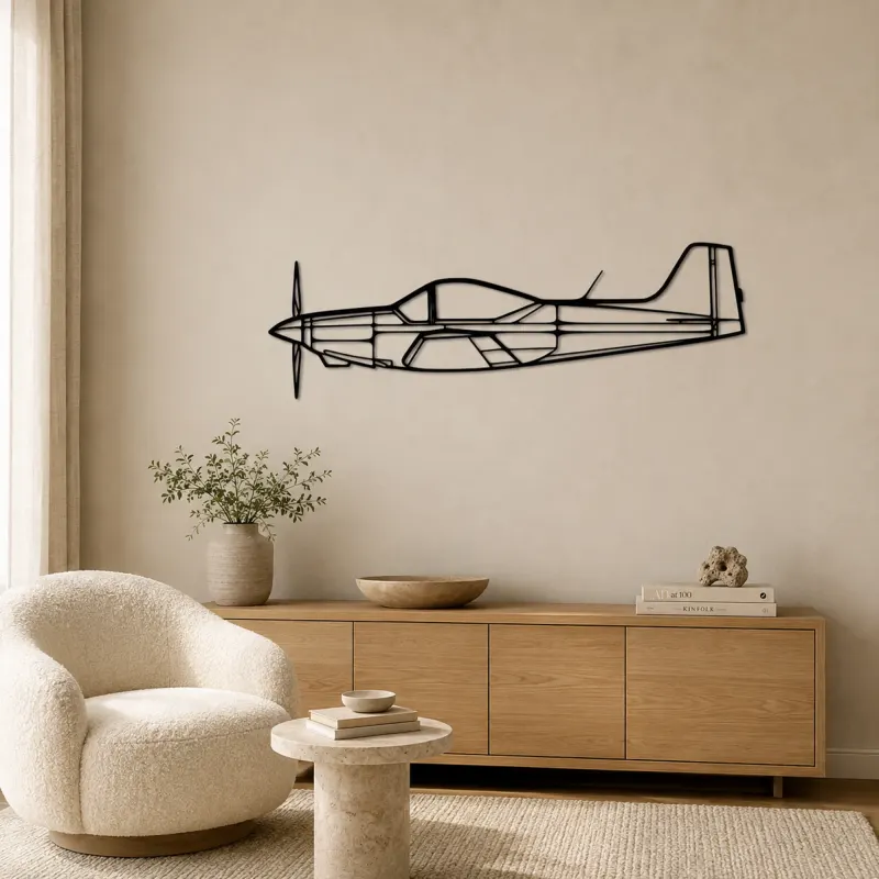 Falco F8L Airplane Silhouette Metal Wall Art, Metal Aircraft Silhouette, Aviation Wall Decor, Aviator Decor - lifestyle view 5