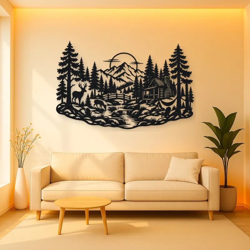 Deer in the Pines Metal Wall Art | Wildlife Silhouette Decor