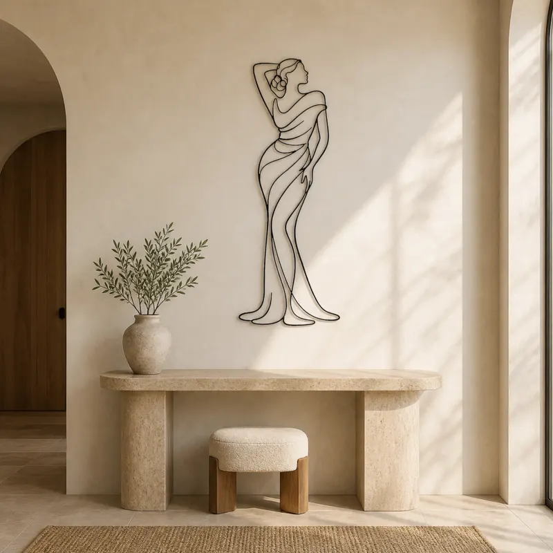 Art Deco Feminine Pose Metal Wall Art | Fashion Figure Wall Decor - lifestyle view 3